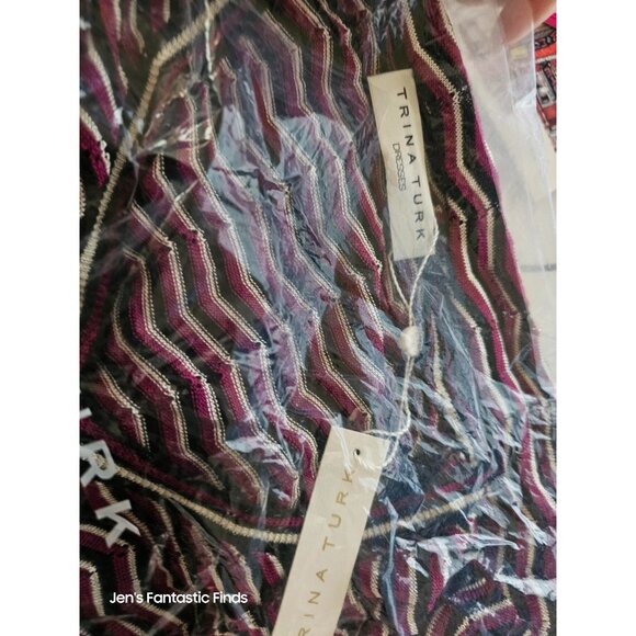 Trina Turk Chevron Belted Sweater Dress w/ Slip M NWT - Picture 4 of 7